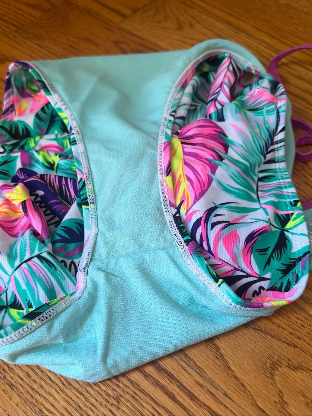 Wonder Nation Girls Sz 18 Tropical Floral One Piece Swimsuit Pink Teal